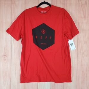 Neff T Shirt Mens Large Red Cotton Spellout Graphic Logo Pre Shrunk Streetwear